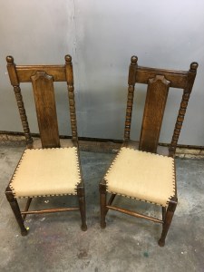 Antique dining chairs in hessian