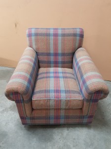 Armchair in check wool