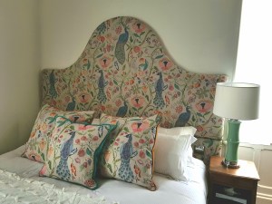 Peacock headboard & cushions