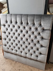 Silver velvet headboard