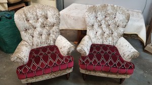 Buttoned armchair - pair